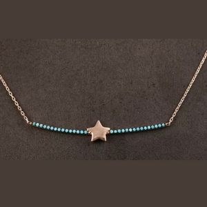 Simple gold star on a turquoise bar 18" necklace